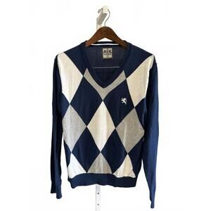 Vintage Express Men's Argyle Pattern V-Neck Classic Sweater Medium